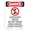 Signmission OSHA Danger Sign, Untreated Water Do, 10in X 7in Aluminum, 7" W, 10" L, Portrait OS-DS-A-710-V-1858 - alternate 1